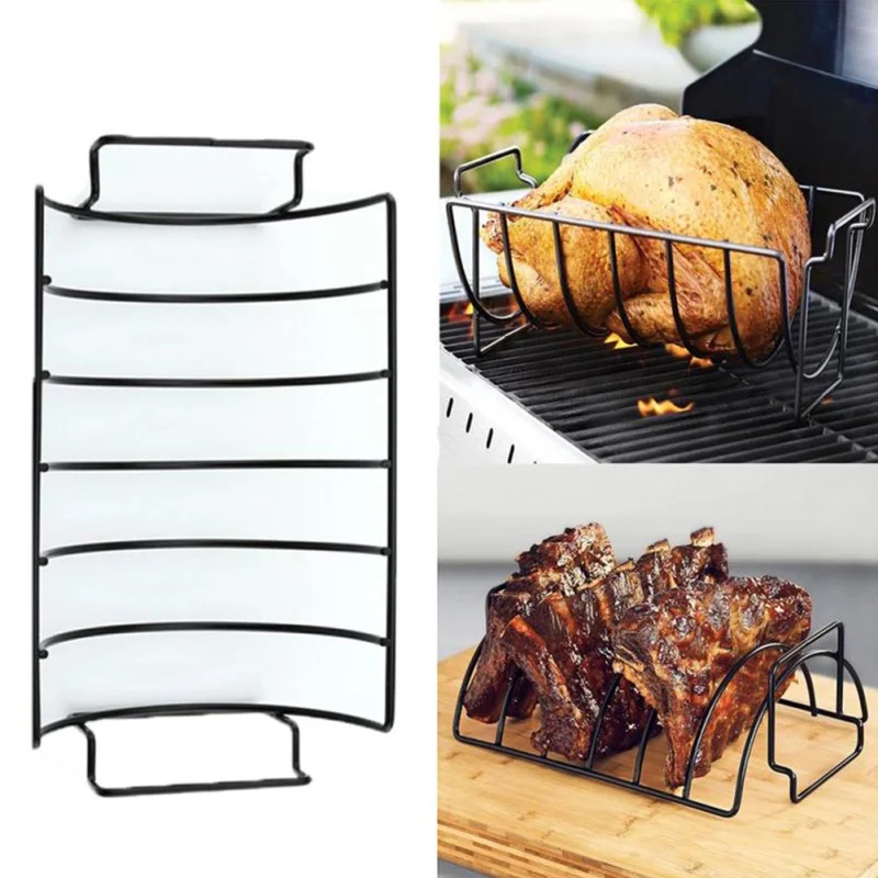 Non Stick Stainless Steel Steak Holders BBQ Tools Rack Grill Stand