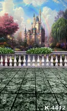 Oil Painting Vintage Castle Beautiful Blue Sky Rainbow Scenery Floor Support Stand Background Backdrops Vinyl For Photo 5x7ft