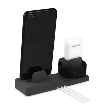 

3in1 Silicone Holder Dock For Apple Watch For iPhone X XS XR MAX 6 7 8 Airpods
