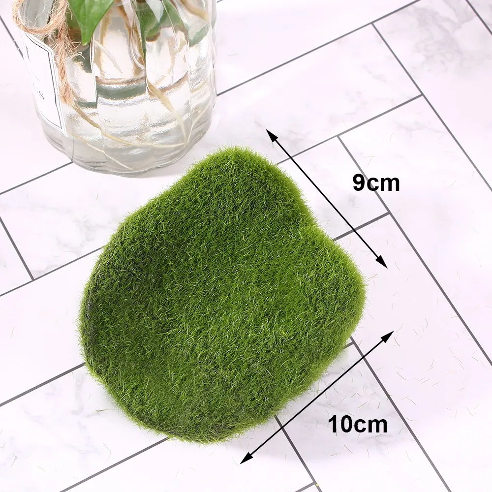 12pcs Simulation Stones Plant Artificial Moss Rocks Green Moss Ball For Shop Hotel Home Office DIY Decoration