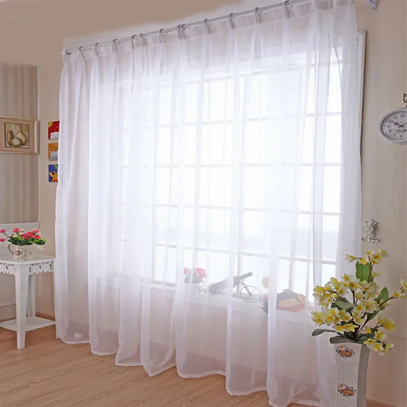 Кухонные тюлевые занавески, просвечивающие, современные, для дома, украшение на окно, белая прозрачная вуаль, занавески для гостиной, одна панель, B502