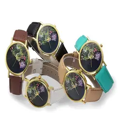 GEMIXI Для женщин часы Для женщин Ретро цифровой циферблат кожаный ремешок аналоговые кварцевые наручные часы dropship