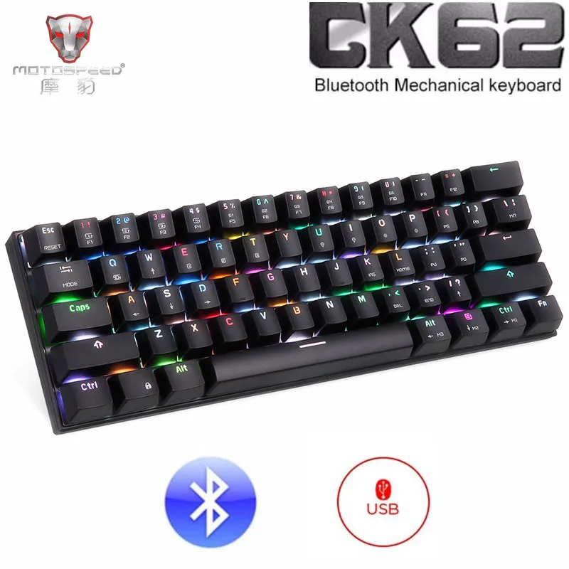 Motospeed CK62 Беспроводная Bluetooth механическая клавиатура RGB с подсветкой USB игровая клавиатура 61 клавиша Teclado Gamer PK CK104