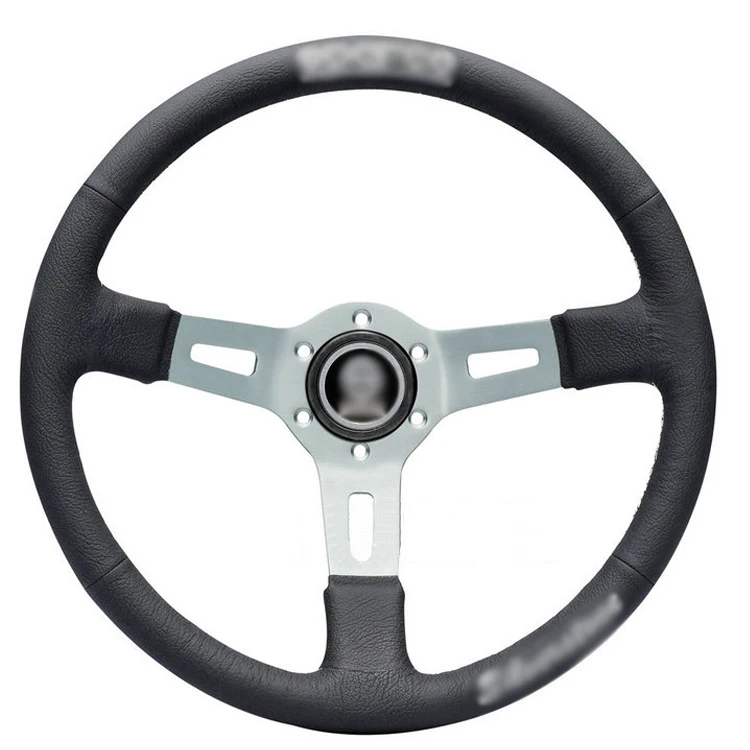 

Universal Fits Racing Sport13070Black/350mm PU Leather Deep Dish Alloy Steering Wheel