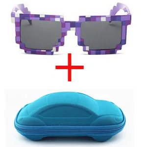 Длинный Хранитель винтажные квадратные новые мозаичные солнцезащитные очки унисекс солнцезащитные очки модные очки с чехлом детский подарок для детей - Цвет линз: purple and blue case