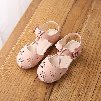 

Girls Leather Non-slip Soft Closed Toe Princess Flat Shoes Summer Sandals YH-17