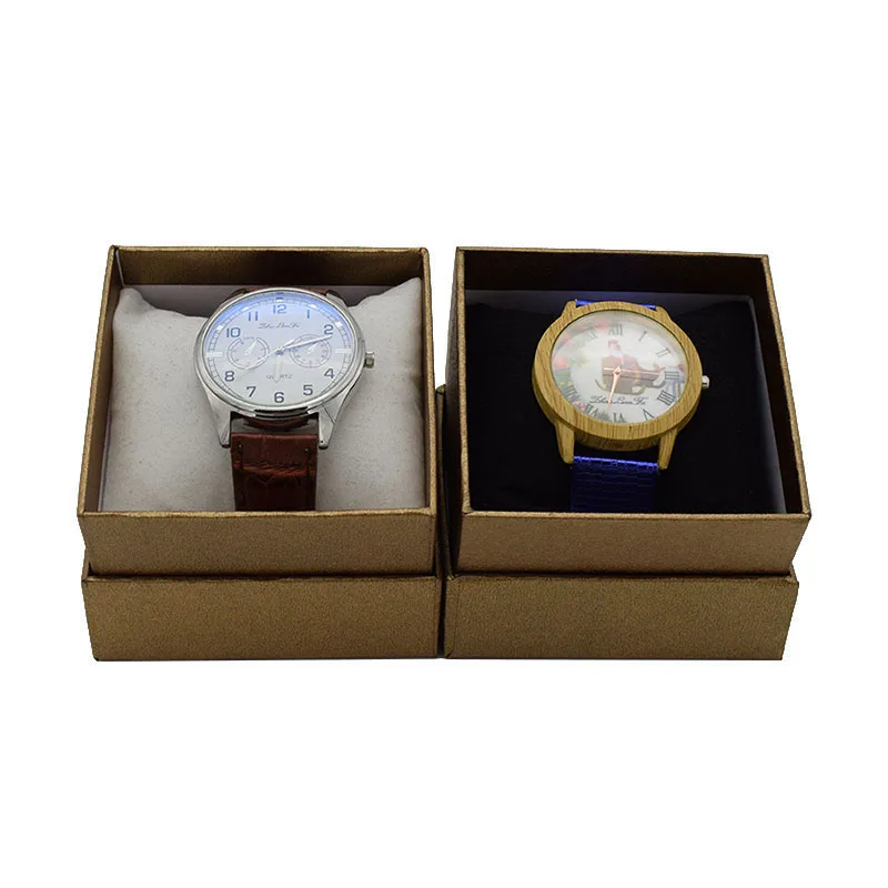 

24pcs/lot Watch/Jewelry Gift Box Time Gold Color Paperboard Black/White Pillow Porte Bijoux, May Custom Logo/Size bolsas de tela