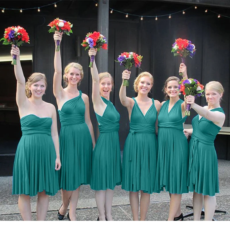 teal bridesmaid dresses short