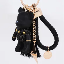 Bomgom Tassels Star Cartoon Popobe Bear Keychain Gloomy Car Key Chain Ring Holder Pendant For Bag Charm Chaveiro llaveros mujer