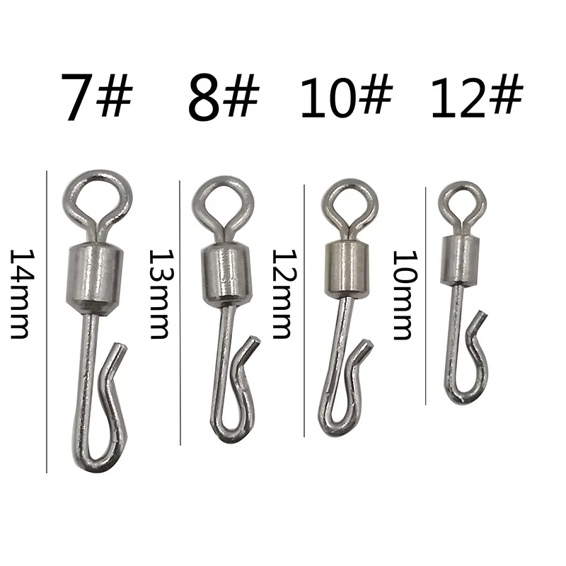Fishing Swivels 50pcs Rolling Swivel Interlock Snap Size 7/8/10/12 Hook Lure Connector Terminal Tackle Swivel Fishing fishing swivels fishing line connectors fishing accessories fishing tackle