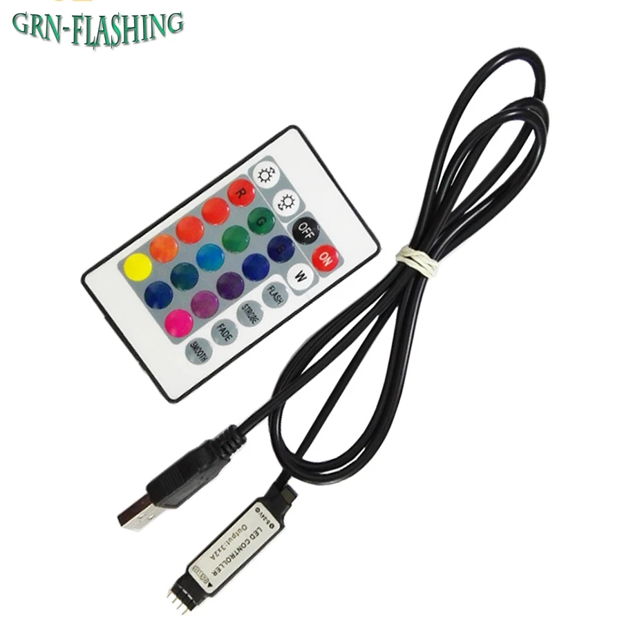 DC5 24V USB LED RGB Controller with 24keys IR Remote Control Wireless