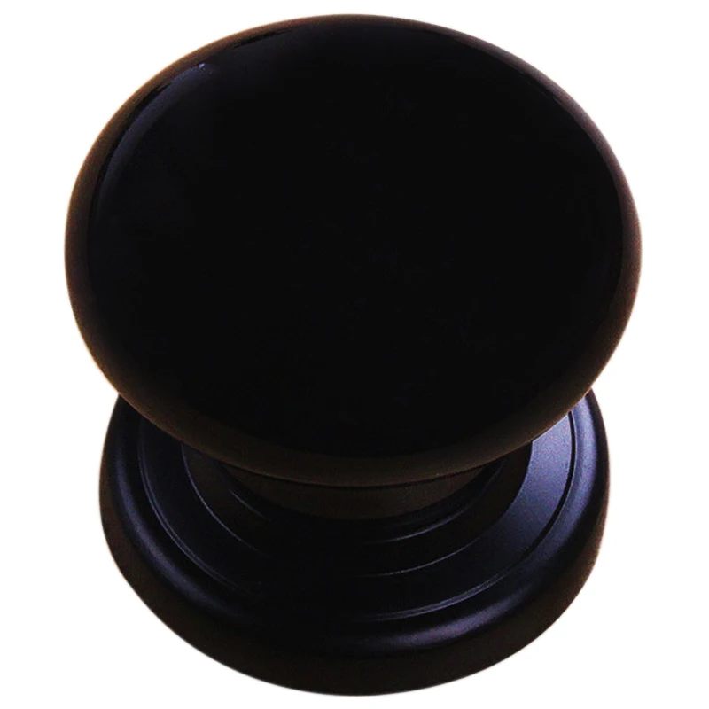 

10pcs Ceramic Door Round Handles Kitchen Cabinet Knobs Cupboard Wardrobe Pull (Black round+round base)