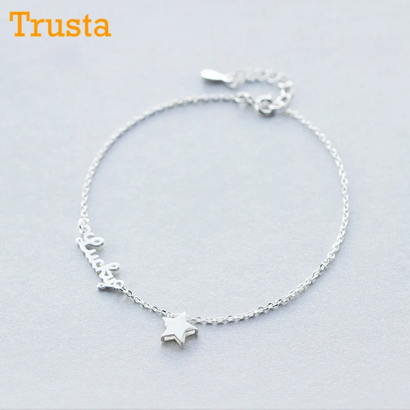 Trusta 925 пробы серебряный браслет Женская мода ювелирные изделия блестящая цепь со звездами 925 Braclet подарок девушки леди Ds1388