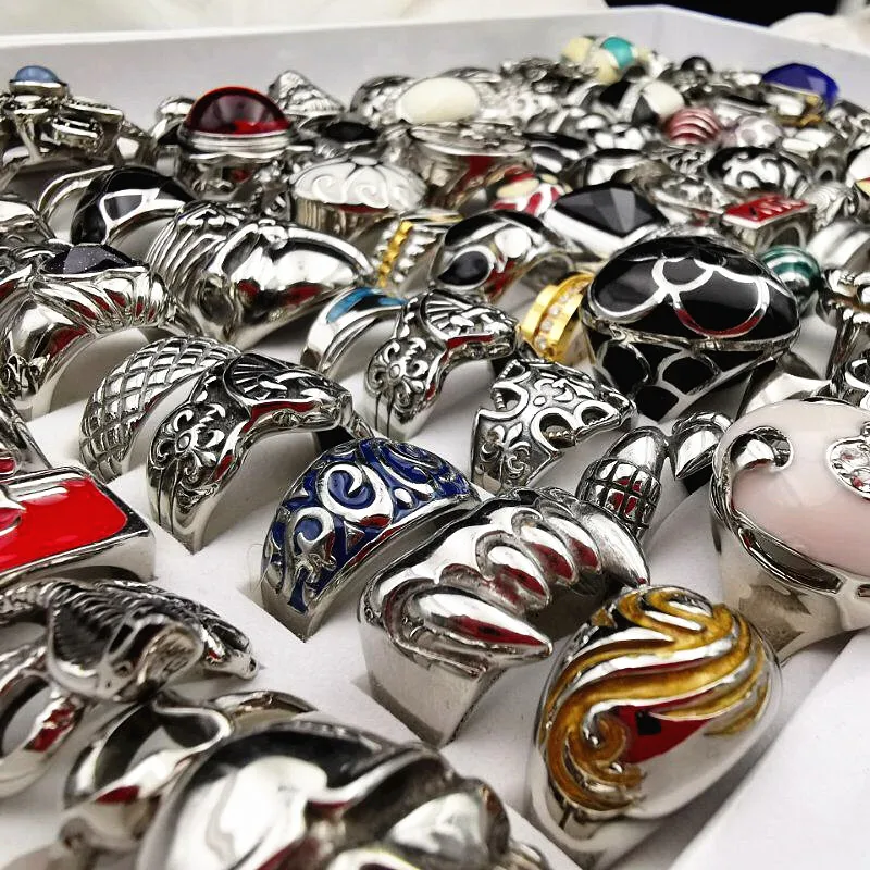 

MixMax 20pcs Top Fashion Titanium steel casting ring personality stainless steel rings for Men Women Jewelry