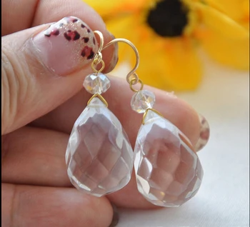 

FREE shipping> >>> WOW 24mm hand engraving pellucid crystal drip faceted dangle earring