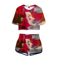 LUCKYFRIDAYF/комплект из двух предметов в стиле комиксов hisoka 3D, модная летняя рубашка на пупочке, женская модная повседневная Стильная летняя