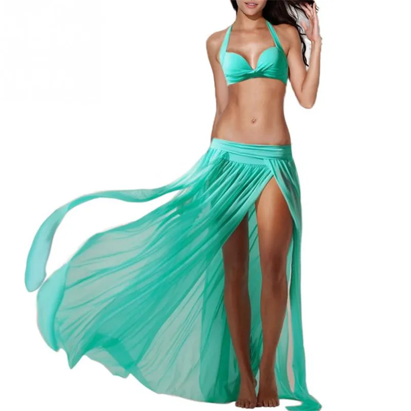 

2017 Summer Style Women Lady Veil Colorful Chiffon Beach cool Wear Swimwear Chiffon Bikini Cover Up skirt Swimsuit