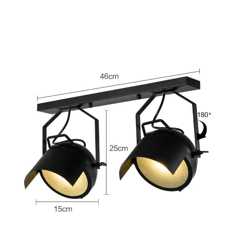 Лофт промышленная шляпа/Кепка в форме потолочного светильника трек-светильник s Бар одежда ретро трек-лампа винтажный поглощающий купольный светильник Светодиодный точечный светильник - Испускаемый цвет: ceiling 2  lights