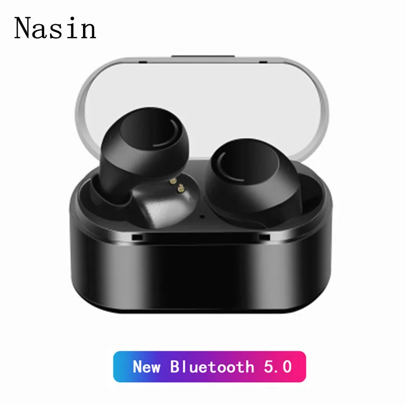 Nasin TWS29 IPX5 Водонепроницаемый Bluetooth 5,0 настоящая беспроводная гарнитура Мини сенсорные стерео наушники с зарядным устройством для Xiaomi - Цвет: black