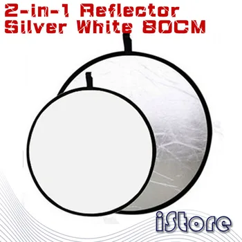 

80CM diameter round reflector Silver and white front and back sides Distribution storage bag MCPET bounce card Reflecting