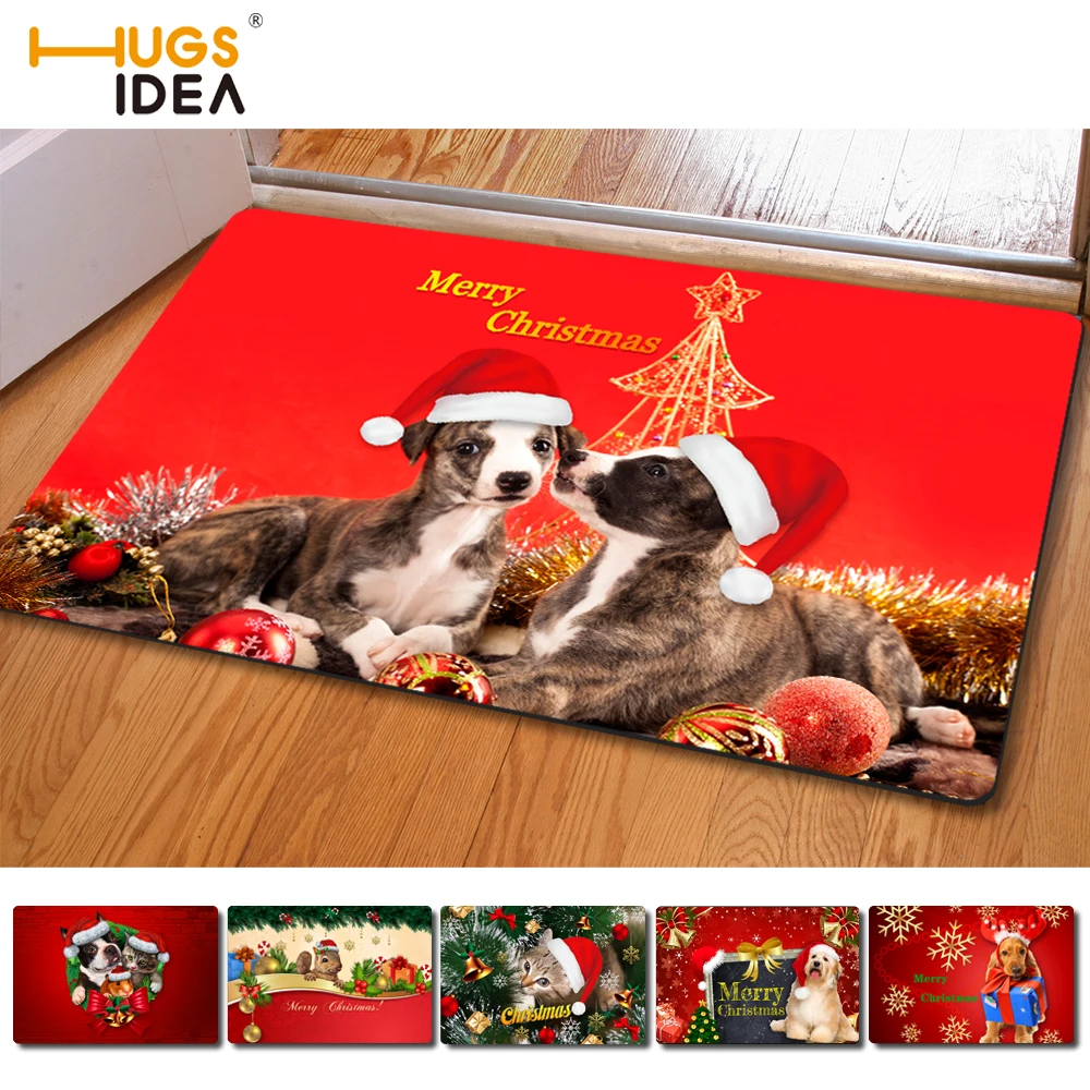 

Merry Christmas 3D Cute Dog Cat Print Dedusting Carpets(40*60cm) Living Room Doormats Desk Pad Felt Carpet for Bedroom Rugs