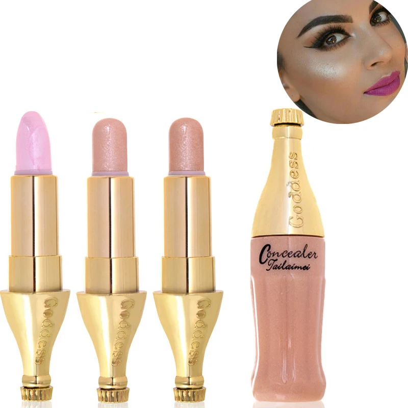 

2017 Makeup Drink Bottle Contouring Highlighten Brighten Waterproof 3D Face Gold Shimmer Glow Highlighter Makeup Stick