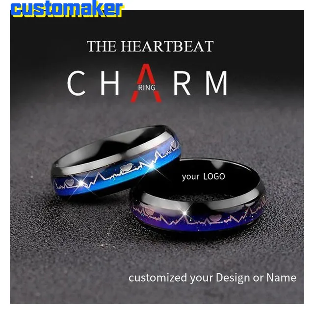 US $11.00 2pcs smart ring Intelligence Feel Warmth ring Color changing ring for a couple Customized printing 