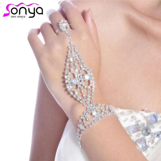 Aliexpress Luxury Women Rhinestone Bracelets Wedding Luxury Women Rhinestone Bracelets Wedding Accessories Bridal Bangle Jewelry 3k4010