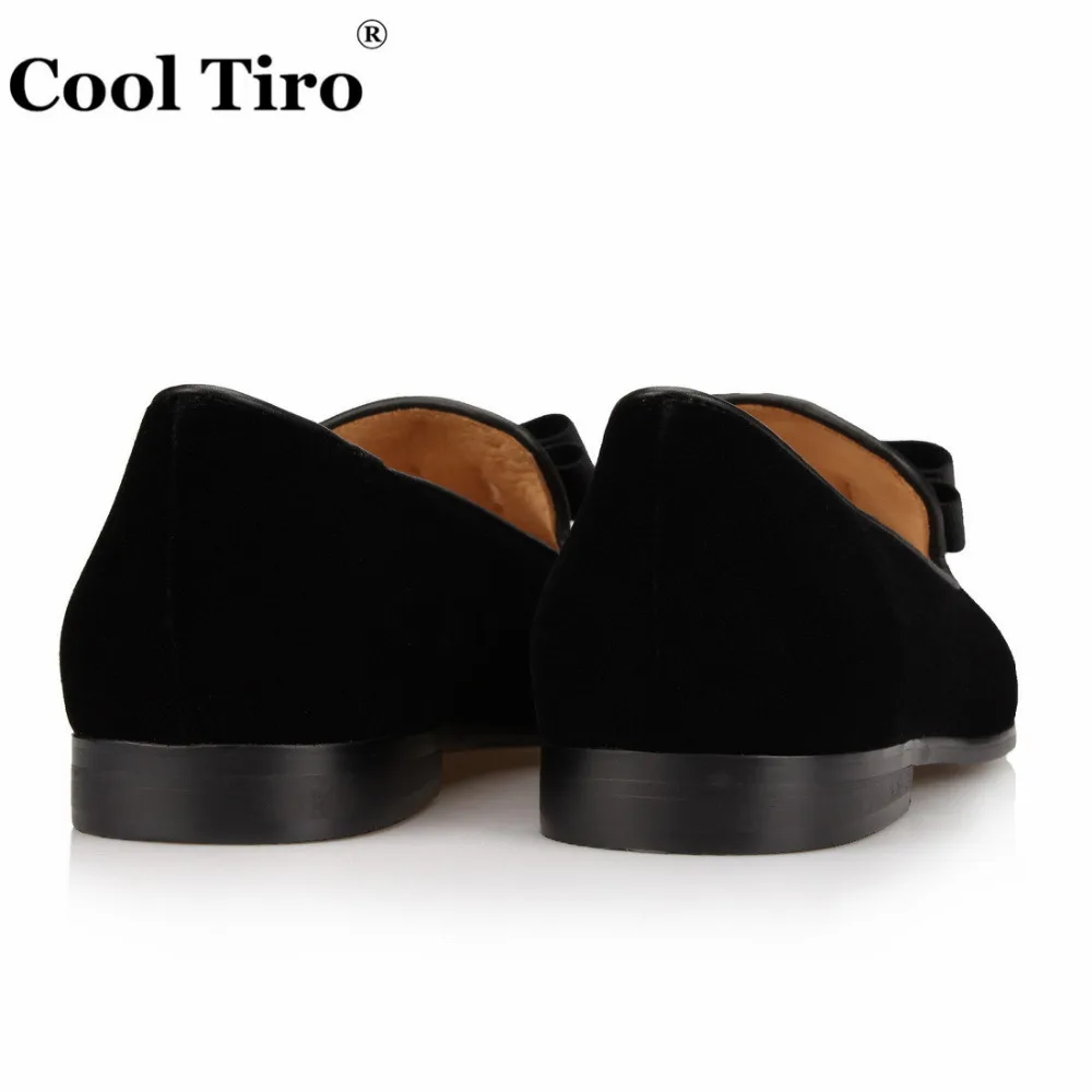 Black Velvet Loafers With Bow Slippers Men Moccasins (12)