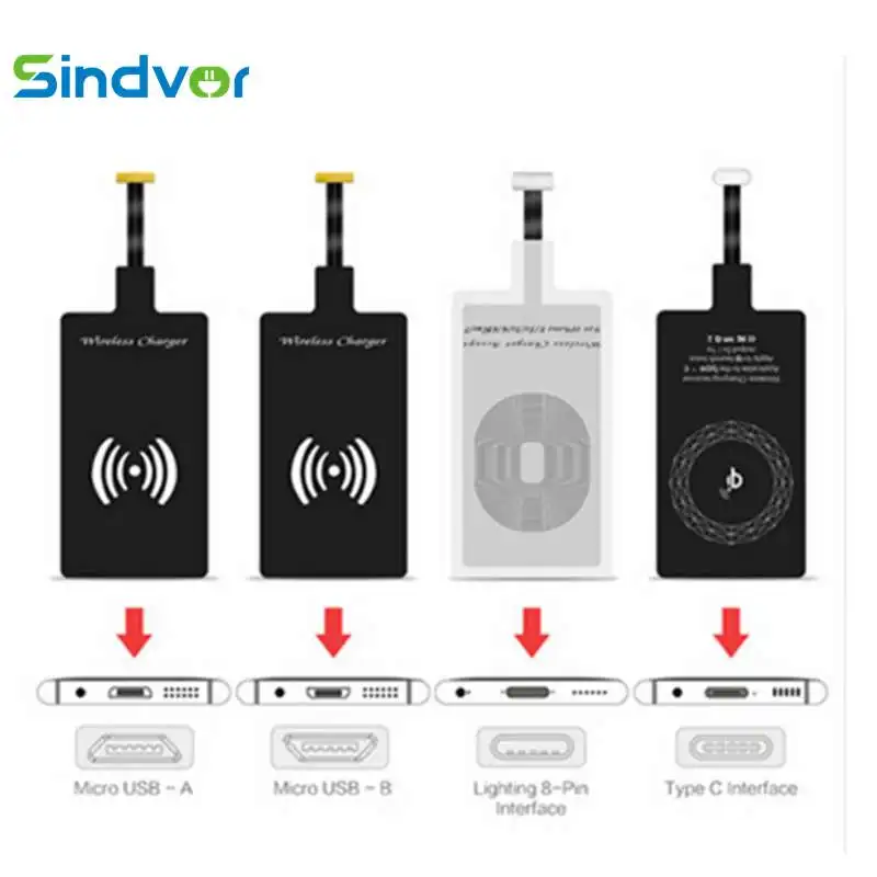Тонкий Qi беспроводной приемник зарядного устройства Быстрая зарядка приемник для Android Беспроводная зарядная катушка для iphone 6 6plus 7 7plus type-C