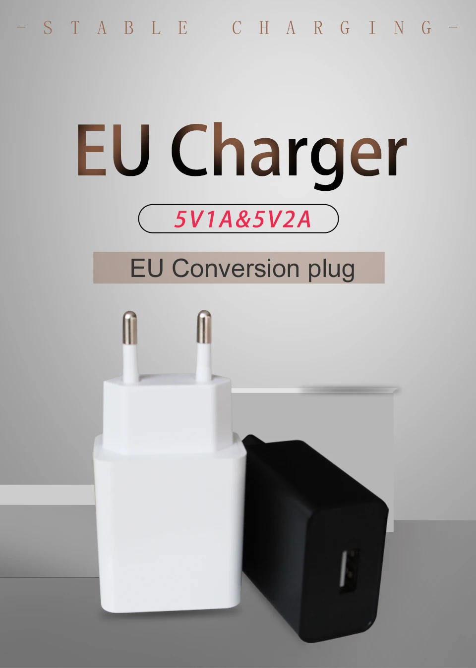 1PC CE Certification EU EUR Charger 5V1A 5V2A USB For Mobile Phone Charging and Electronic Device charging Travel in Europe (1)
