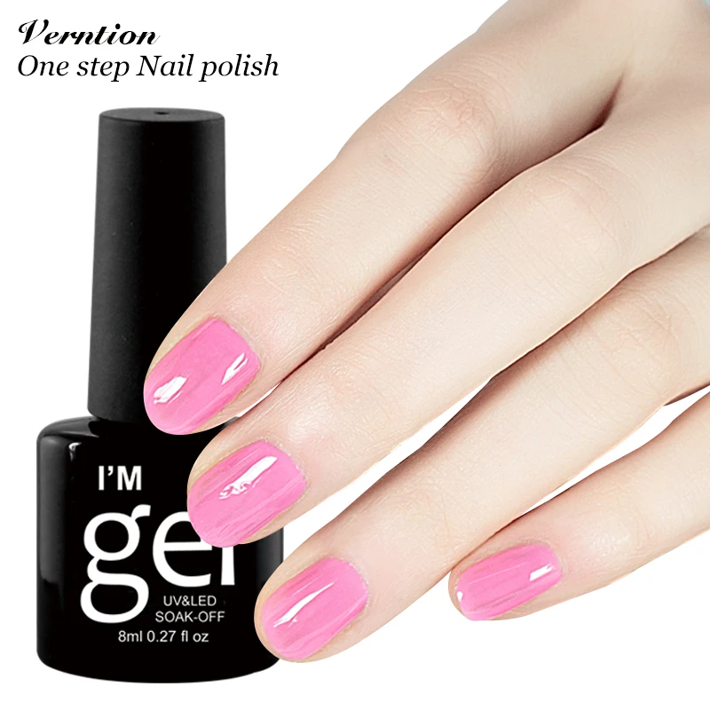 

Verntion Colorful 3 In 1 Gel Lacquer Long Lasting Soak Off Nail Art Design Semi Permanent 24 Colors One Step UV Gel Nail Polish