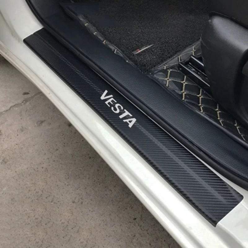 

For LADA VESTA 2015-2018 4D Carbon Fiber Car Door Sill Sticker Anti Scratch None Slip Auto Door Protection Sill Scuff Styling