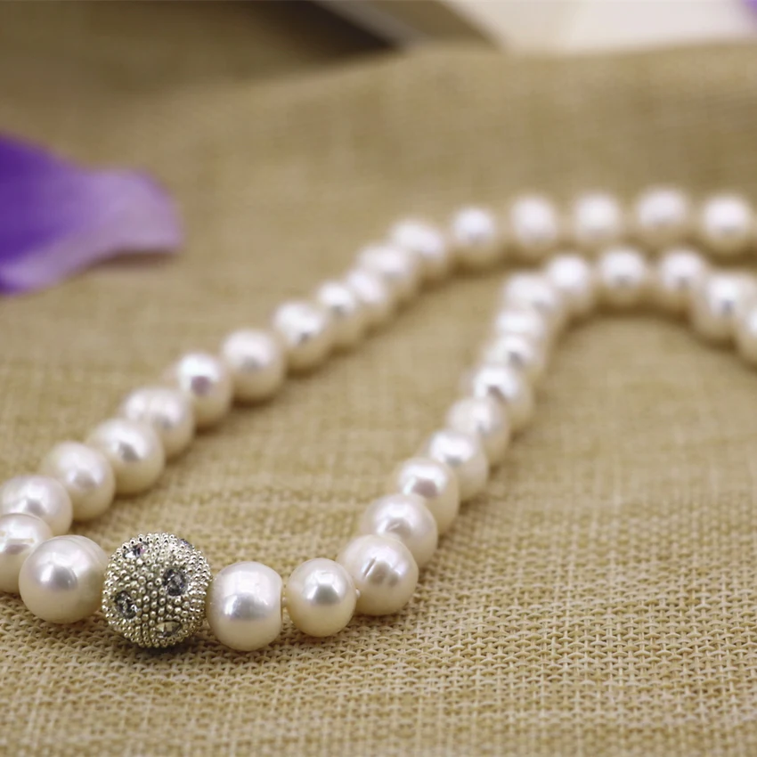 

Natural white pearl thread beads 10-11mm chain necklace for women bride weddings party gift high grade diy jewelry 18inch B3132
