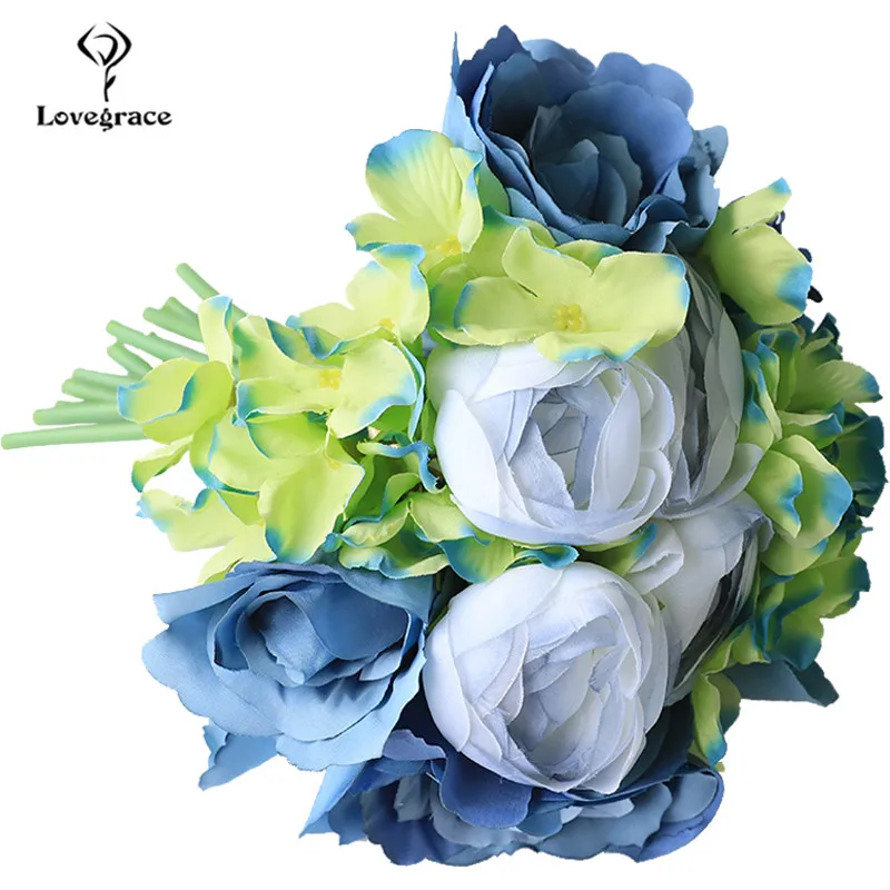 wedding bouquet roses peony artificial flowers  (40)