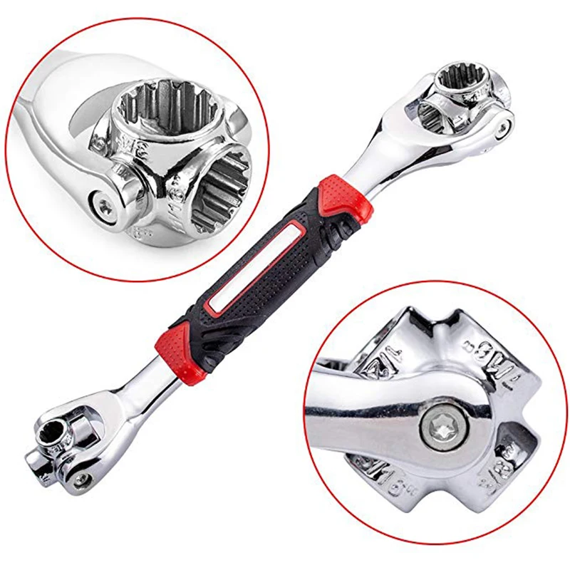 QUK 48 In 1 Wrench Socket Multitul Torquekeys Set Universal Key Ratchet Spanner Furniture Car Repair 250mm 360 Degree Hand Tools7