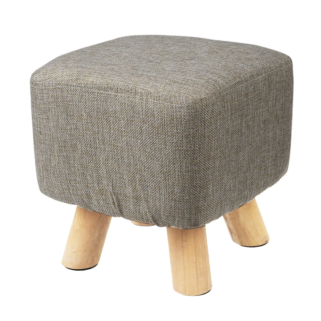Modern Luxury Upholstered Footstool Pouffe Stool + Wooden Leg Pattern:Square Fabric:Grey(4 Legs)