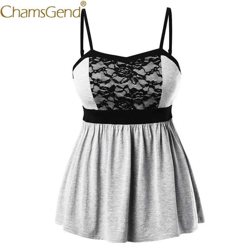 

Lady Plus Size Lace Camis Sexy Women V Neck Hight Waist Tunic Shirts Woman Gray Loose Camisole XL,2XL,3XL,4XL,5XL 90326