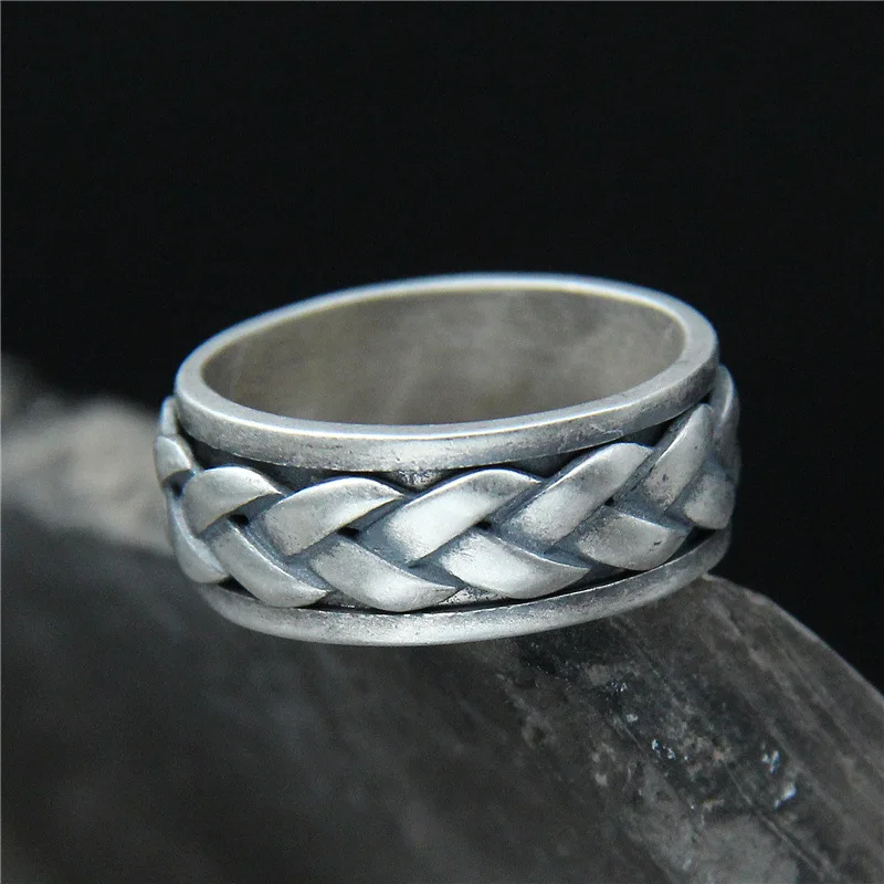 

2018 Limited Real Anel Feminino Is Tasted Thai Restoring Ancient Ways Do Old S925 Pure Rotating Twist Braid Ring Ring, Men And