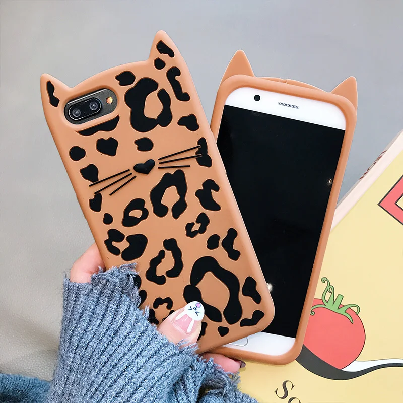 

Fashion Tiger Leopard Print Phone Case For iPhone 7 8 3D Cartoon Cat Soft Silicone Case For iPhone X XS Max XR 8 7 6 6S Plus 5S