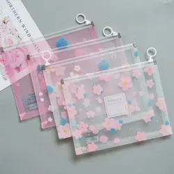 Комплект из 1 предмета; A5 Розовый вишня, Сакура прозрачный бумажный документ сумки молния файл папка студенческие канцелярские