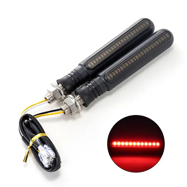 2PCS Motorcycle Turn Signals LED Flowing Water Flashing Lights Stop