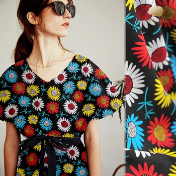 

Customized 112cm wide 19mm silk stretch satin sunflower * silk elastic double double