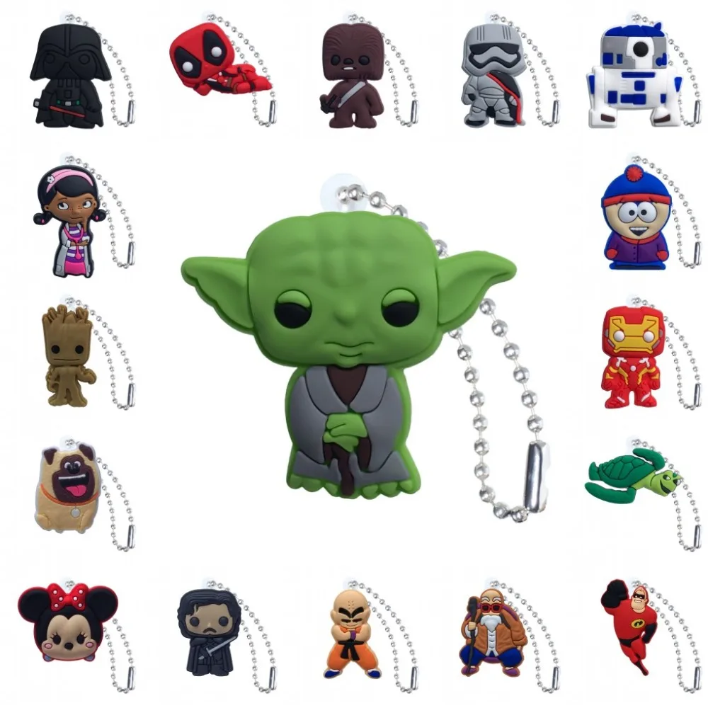 

5pcs PVC Keychain Cartoon Figure Star Wars Key Marvel Avenger Chains Key Ring Super Hero Key Holder Fashion Charms Trinkets