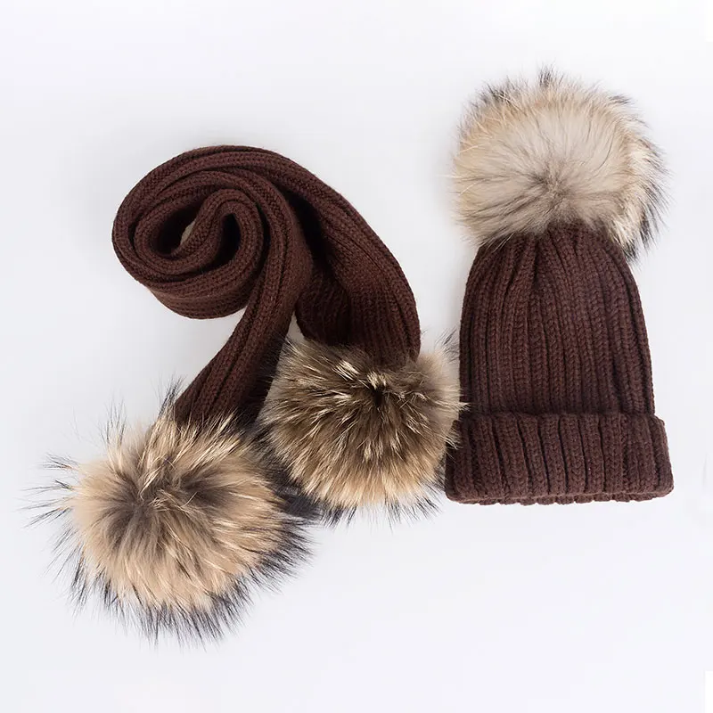 SuperB& G/детская зимняя шапка, шарф, комплект из 2 предметов, вязаные зимние шарфы шапки для мальчиков и девочек, 2 комплекта, детская зимняя одноцветная шапка с помпонами