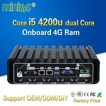 Minisys 2017 newest industrial mini pc windows 10 intel core i5 4200u dual lan fanless embedded computer onboard 4gb ram 6 COM
