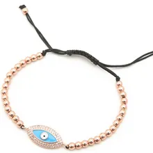 Золото Серебро Микро-паве cz кубический цирконий веревка отрегулированный браслет из медного бисера dhv4 Турецкий Дурной глаз Шарм плетеные браслеты