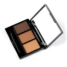 3 цвета, пудра для бровей, профессиональная пудра для увеличения бровей, палитра для макияжа, водонепроницаемая, с зеркалом и кисточками для бровей внутри