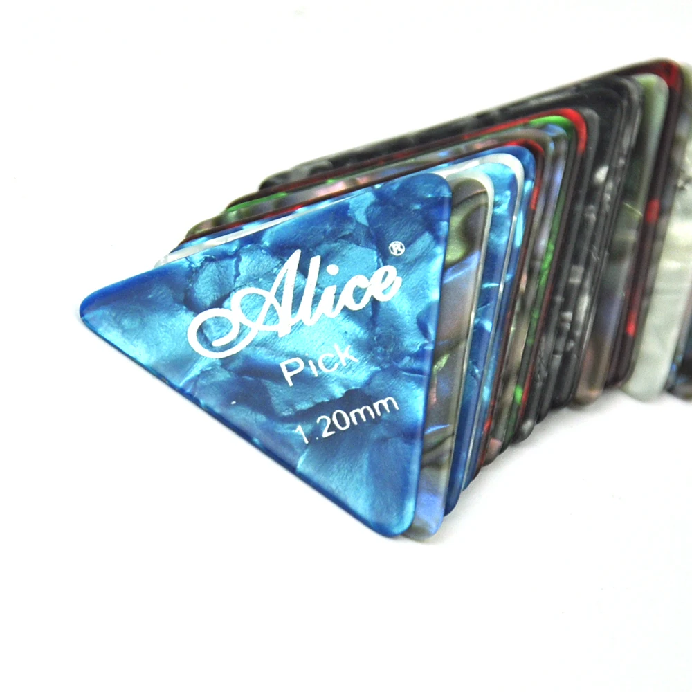 24pcs Alice AP-L Celluloid Triangle Guitar Picks Plectrums Mixed Colors 0.46mm ~ 1.5mm