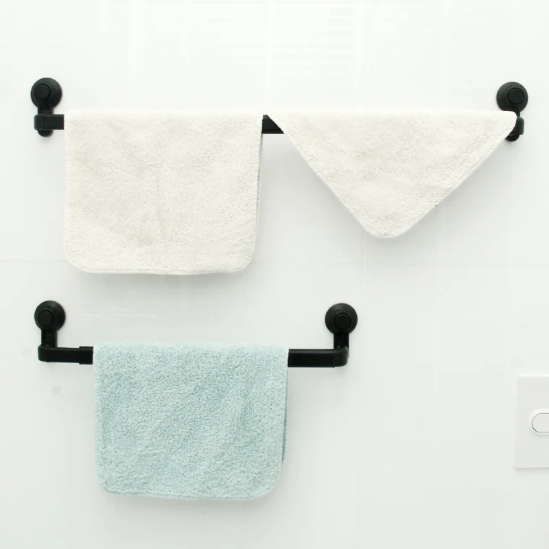 Günstige KLX Aluminium legierung saugnapf Handtuch bar bad Schlag kostenloser handtuch rack kleiderbügel küche Lagerung Regal halter Einstellbare 52  82CM